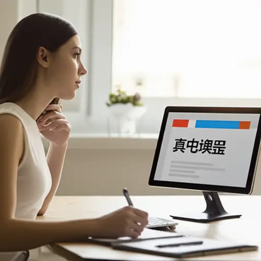 她在网上学习法语进步很快。