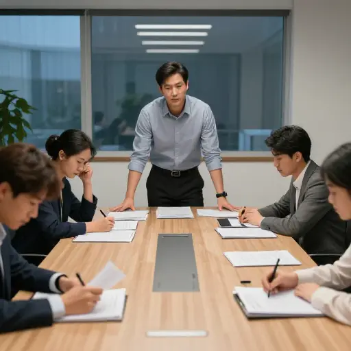 会议结束后，他问了无数个问题，逗留得太久了。
