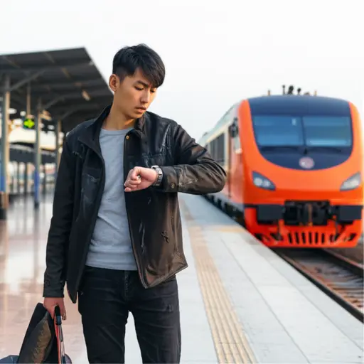 我建议他早点出发，以免错过火车。
