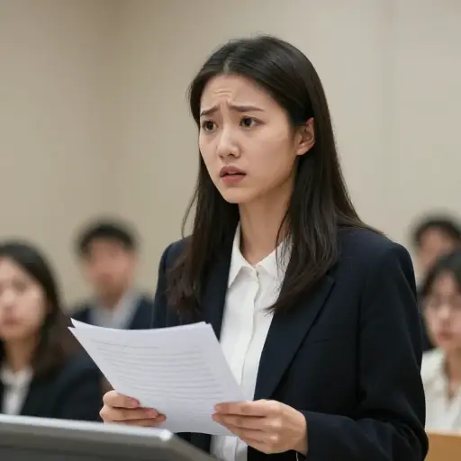 她太紧张了，演讲时开始含糊不清地说话。