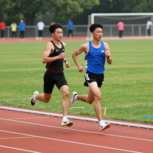 两名跑者在进入最后一圈时并驾齐驱。