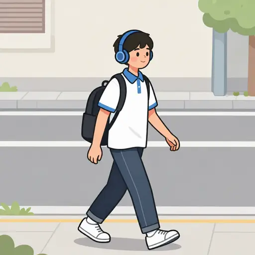 我经常在路上听音乐。