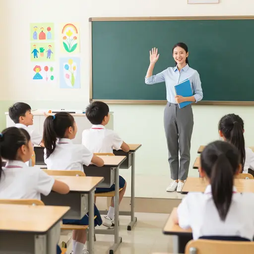 同学们笑着欢迎新老师。