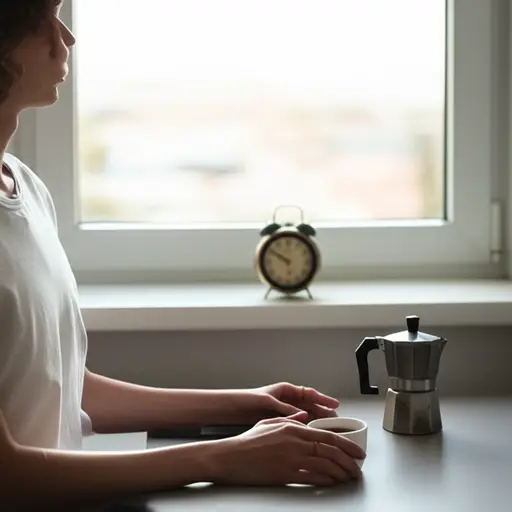 我像往常一样在早上7点喝咖啡。