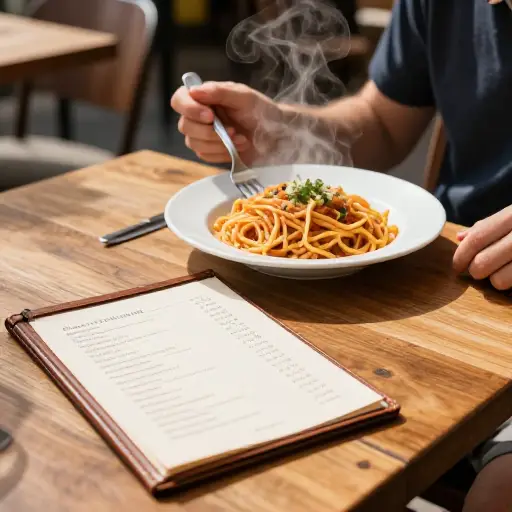 那里的意大利面很棒，但菜单价格低是我想再来的另一个原因。
