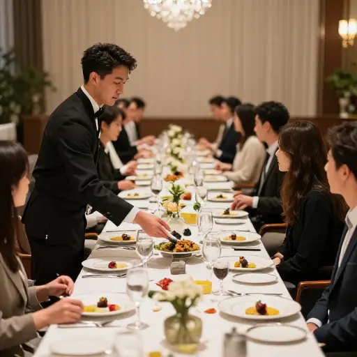 我们为活动雇用了高档的餐饮公司。