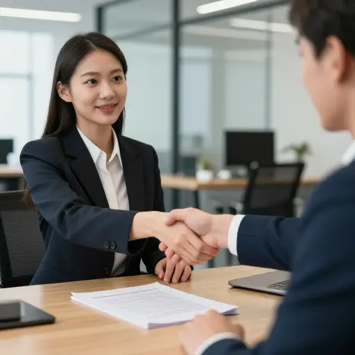 她设法与一家大公司签订了一份利润丰厚的合同。