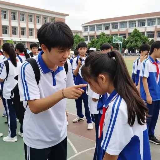 那个恶霸在课间休息时辱骂她。