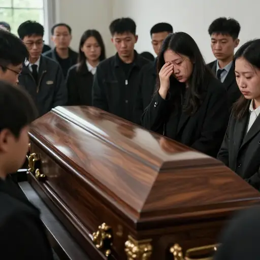 当看到他的棺材时，我们都看到人们突然哭了起来。