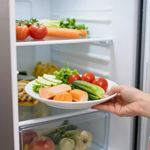 他们把食物放在冰箱里。