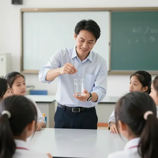 老师选了一个贴切的演示，让一根针浮在水面上来展示表面张力。
