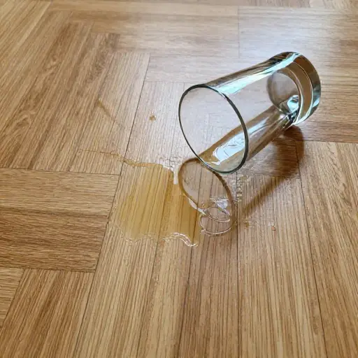 我洒了果汁的地方地板还是粘的。