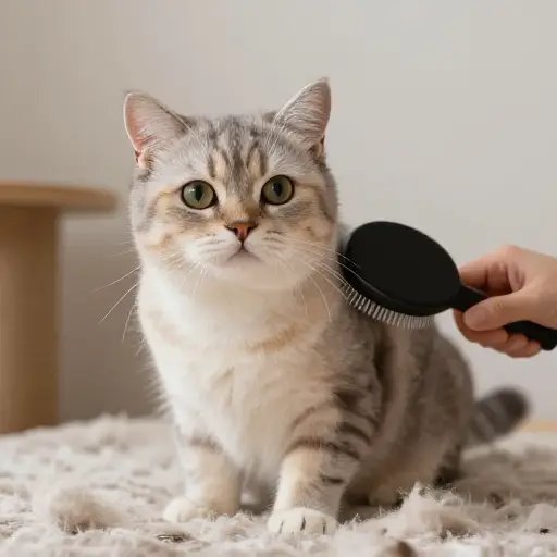 我每周给猫梳一次毛。