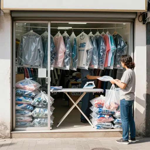 主街上的干洗店提供当日服务。