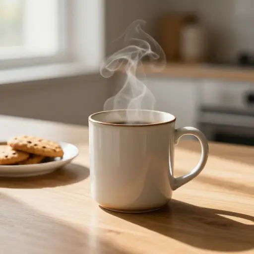 我喜欢用这个普通的杯子喝晨间咖啡。