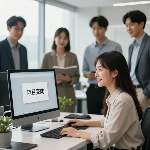 值得赞扬的是，她提前完成了项目。
