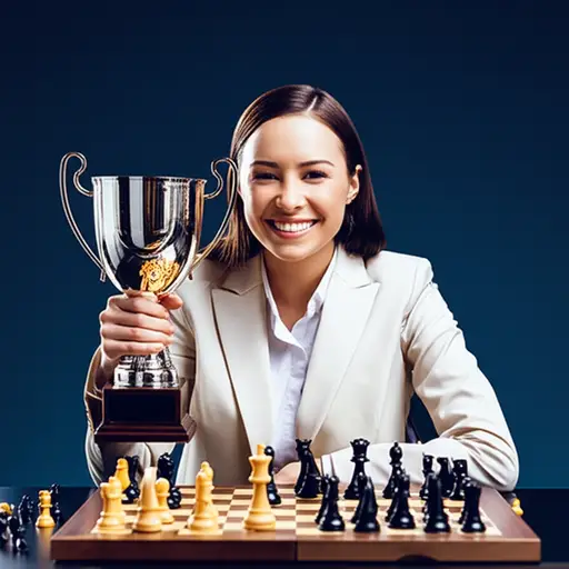 她赢得了国际象棋比赛。