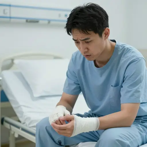 事故之后，他的手指完全失去了知觉。