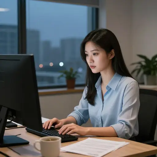 为了完成项目，她愿意加班工作。