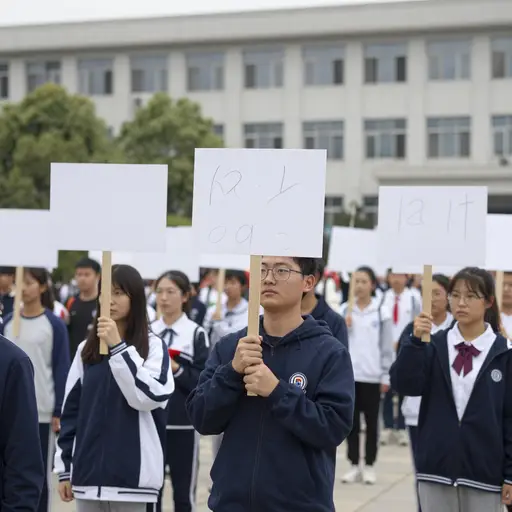 学生们正在举行示威，抗议学费上涨。