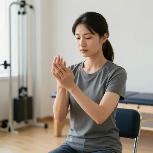 手术后，她慢慢恢复了左手的运用能力。