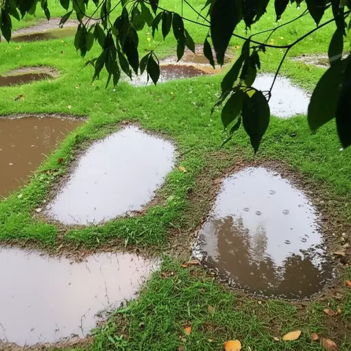 雨后，森林里形成了许多小水洼。