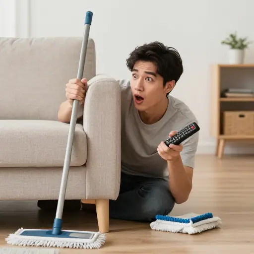 他总是用各种小聪明来逃避家务活。