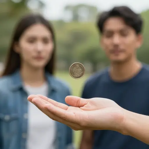 我们抛硬币来选择谁先走。