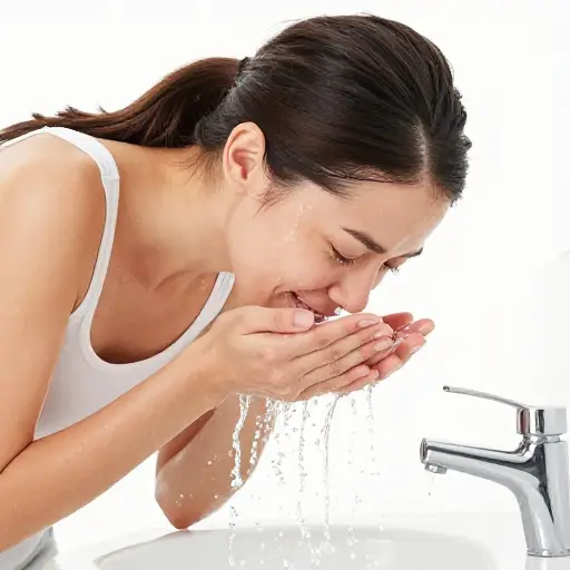 她用冷水泼脸。