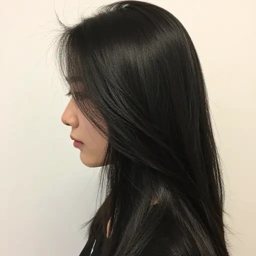 她有一头浓密的漂亮黑发。