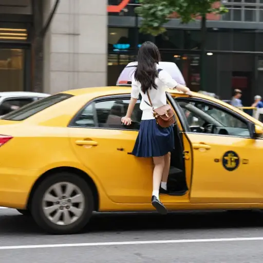 她在出租车开走前成功跳下了车。