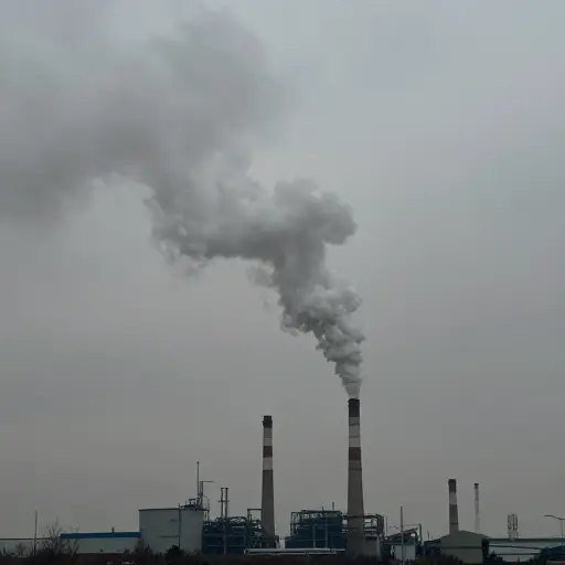 工厂排放出一团浓密的烟雾，危害环境。
