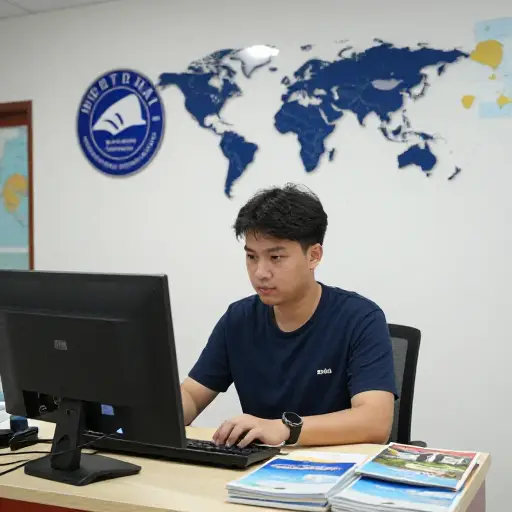 我在一家旅行社工作。
