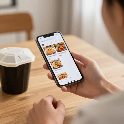 我不想做饭时会用外卖应用点餐。