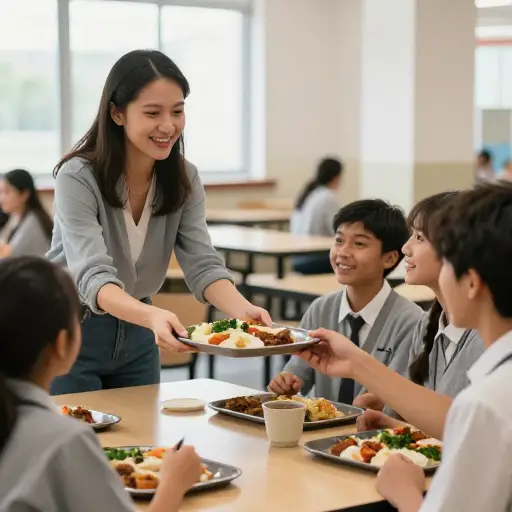 她的善举为贫困学生们提供了免费午餐。
