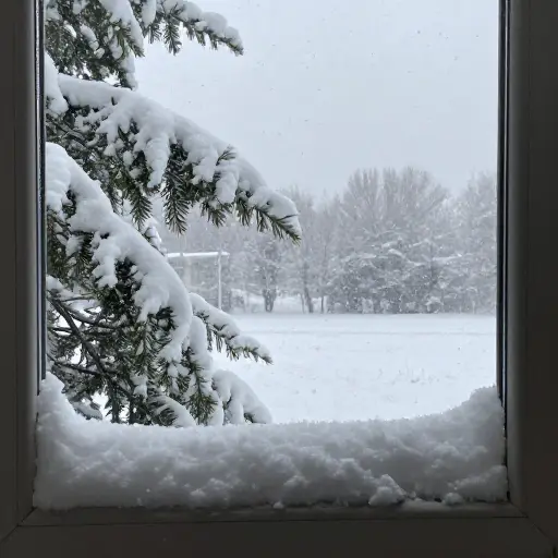 雪从昨天夜里就一直在下。