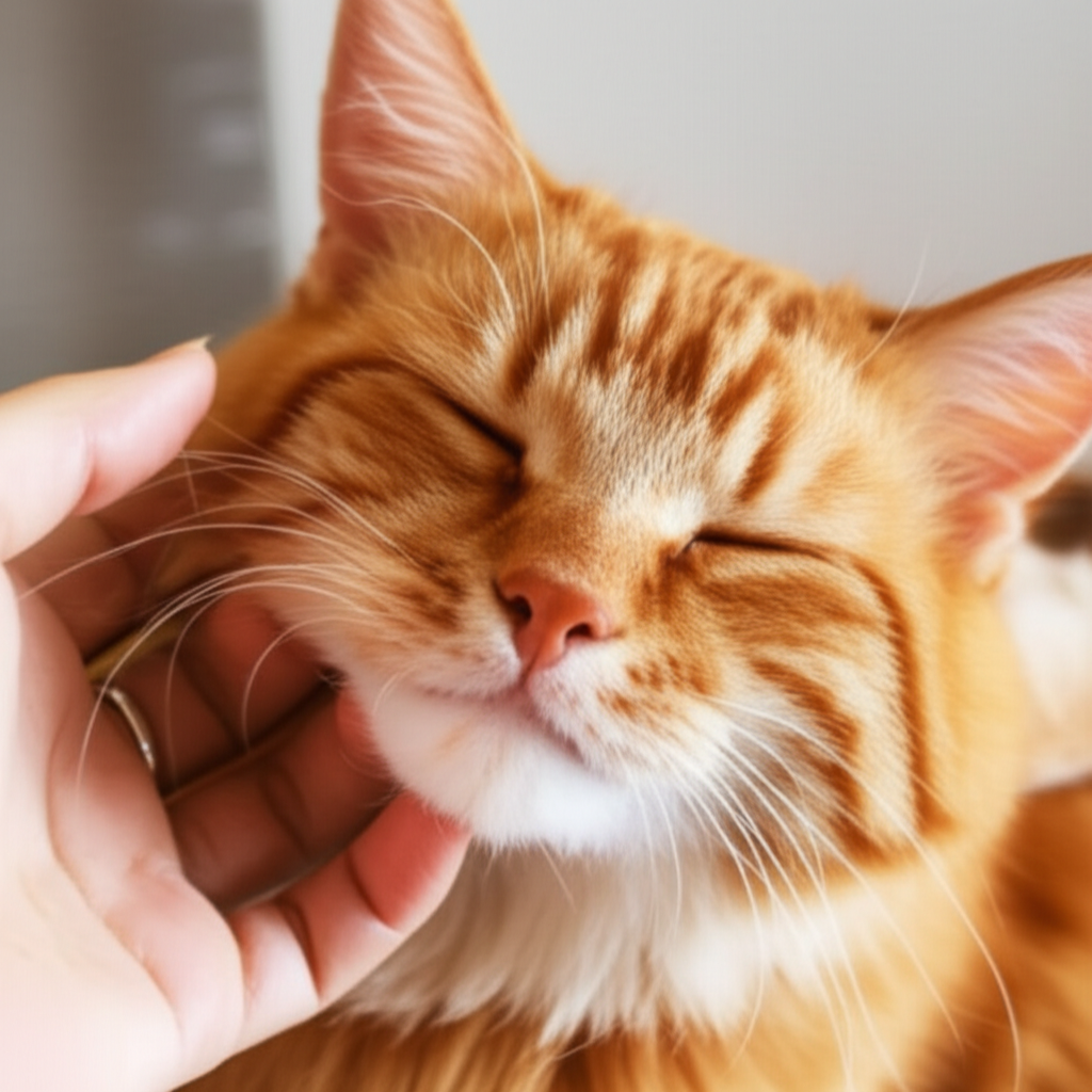 这只猫喜欢被抚摸。