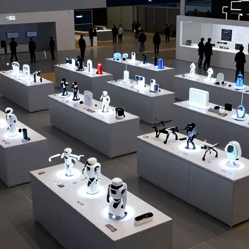 展览会上展示了令人眼花缭乱的高科技产品。