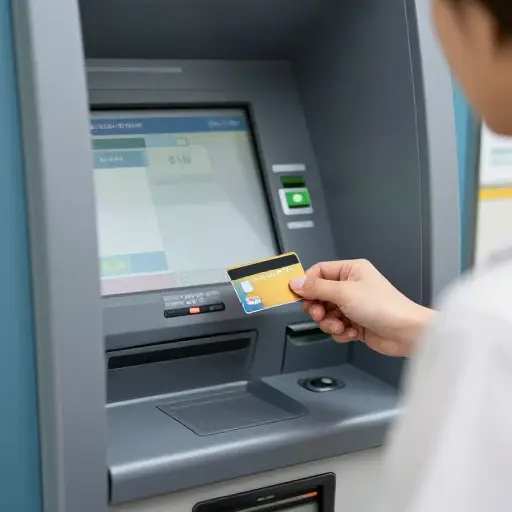 你可以用你的借记卡从自动取款机取现。