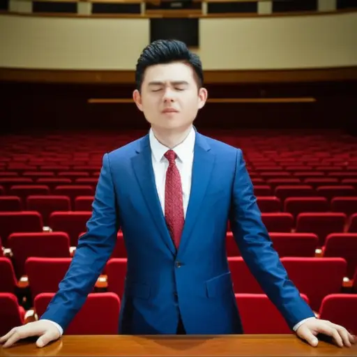 他深呼吸了几次，为即将到来的演讲做准备。
