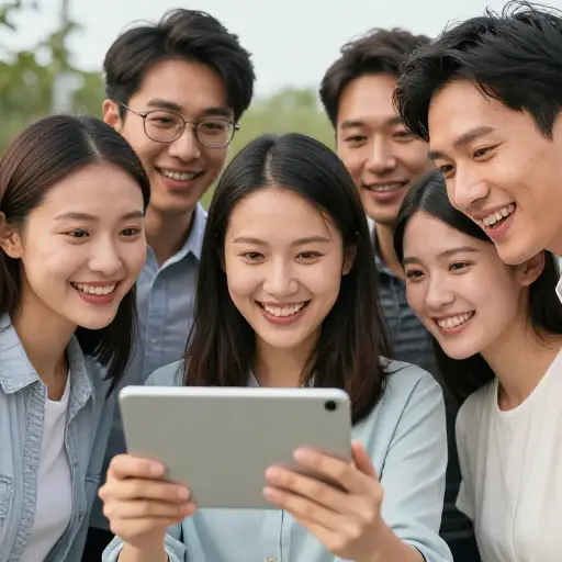 他们看着图片笑了。