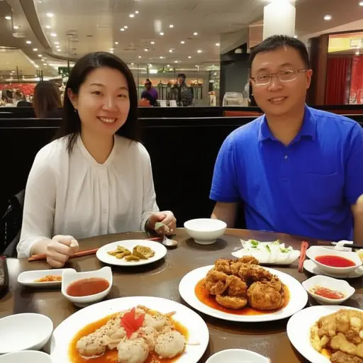 “这家餐厅的食物太棒了！” “绝对同意！”