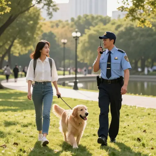 在这个公园里遛狗是允许的。