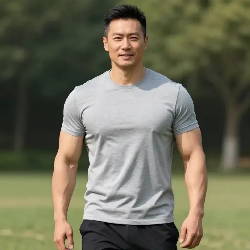 他是一个体格健壮的男人，四十多岁。