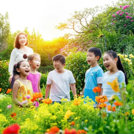 她听见孩子们在花园里欢快地唱着歌。