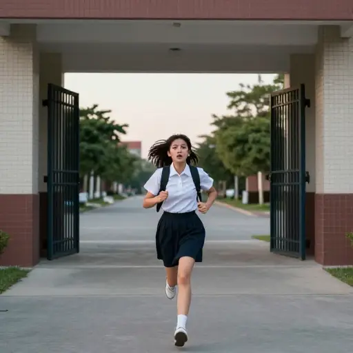 她以前上学从来没有这么晚过。