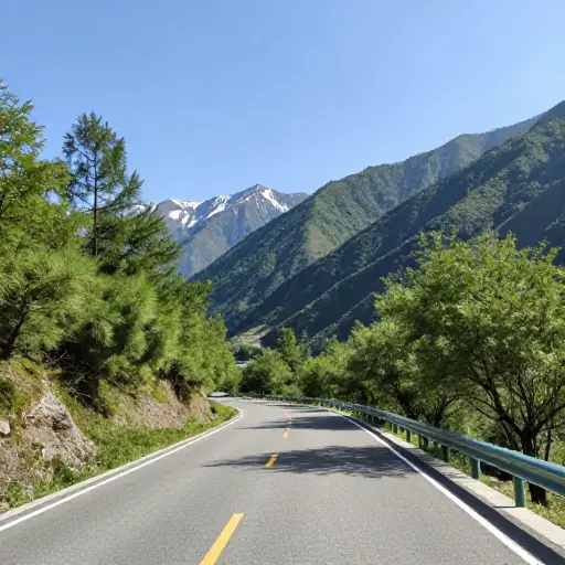 我们选择了穿越山区的风景优美的路线。