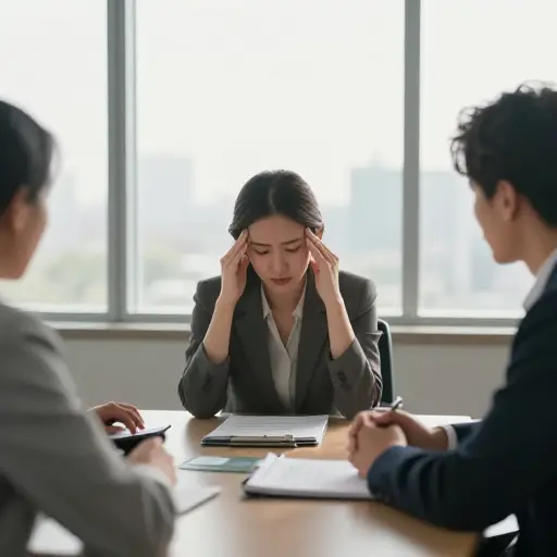经过一个不眠之夜，她在早会上脾气暴躁是可以理解的。