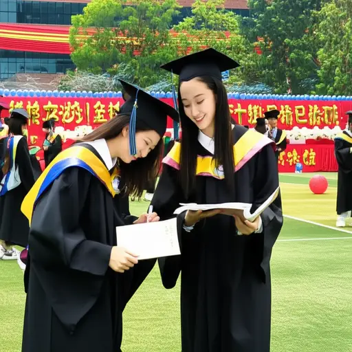 我们在毕业典礼后互相在毕业纪念册上留言。