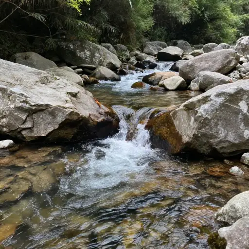 溪水持续的低语声提供了舒缓的背景噪音。